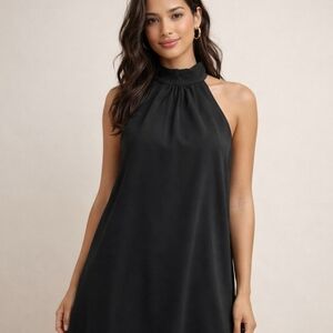 Nine West Little Black Dress Sleeveless High Neck Short Mini Trapeze Night Out